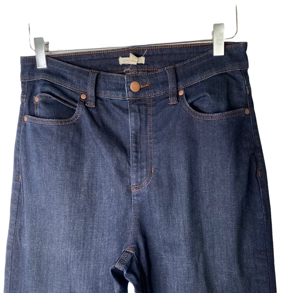 Eileen Fisher Organic Cotton Dark Wash Ankle Straight Leg Crop Jeans Size 6 - Picture 7 of 11